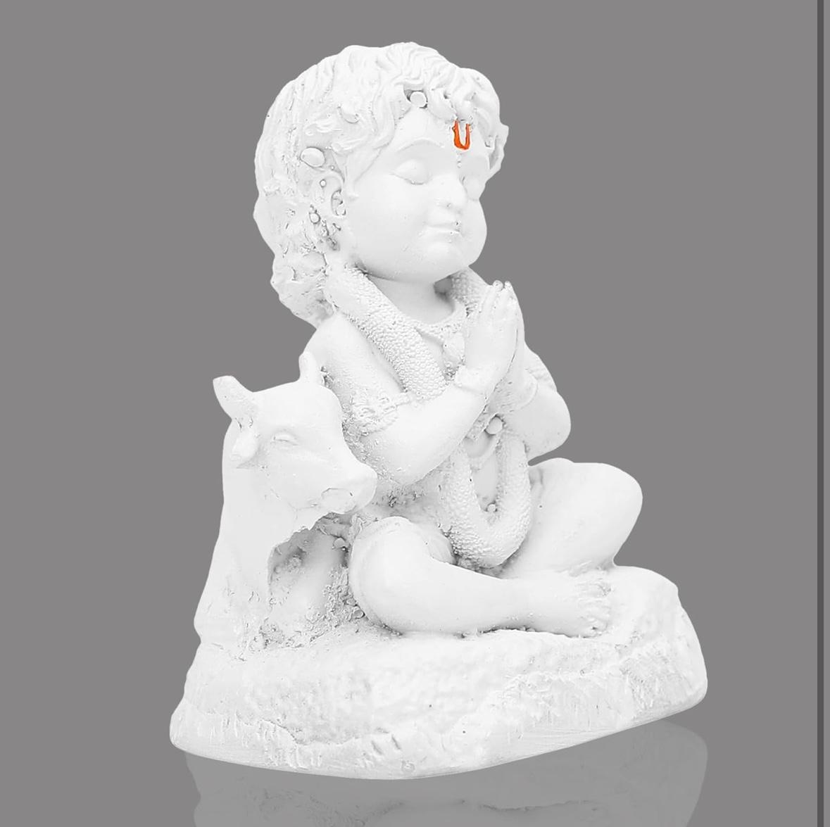 STANGCART BAL GOPAL WITH COW IDOL WHITE MATTE FINISH