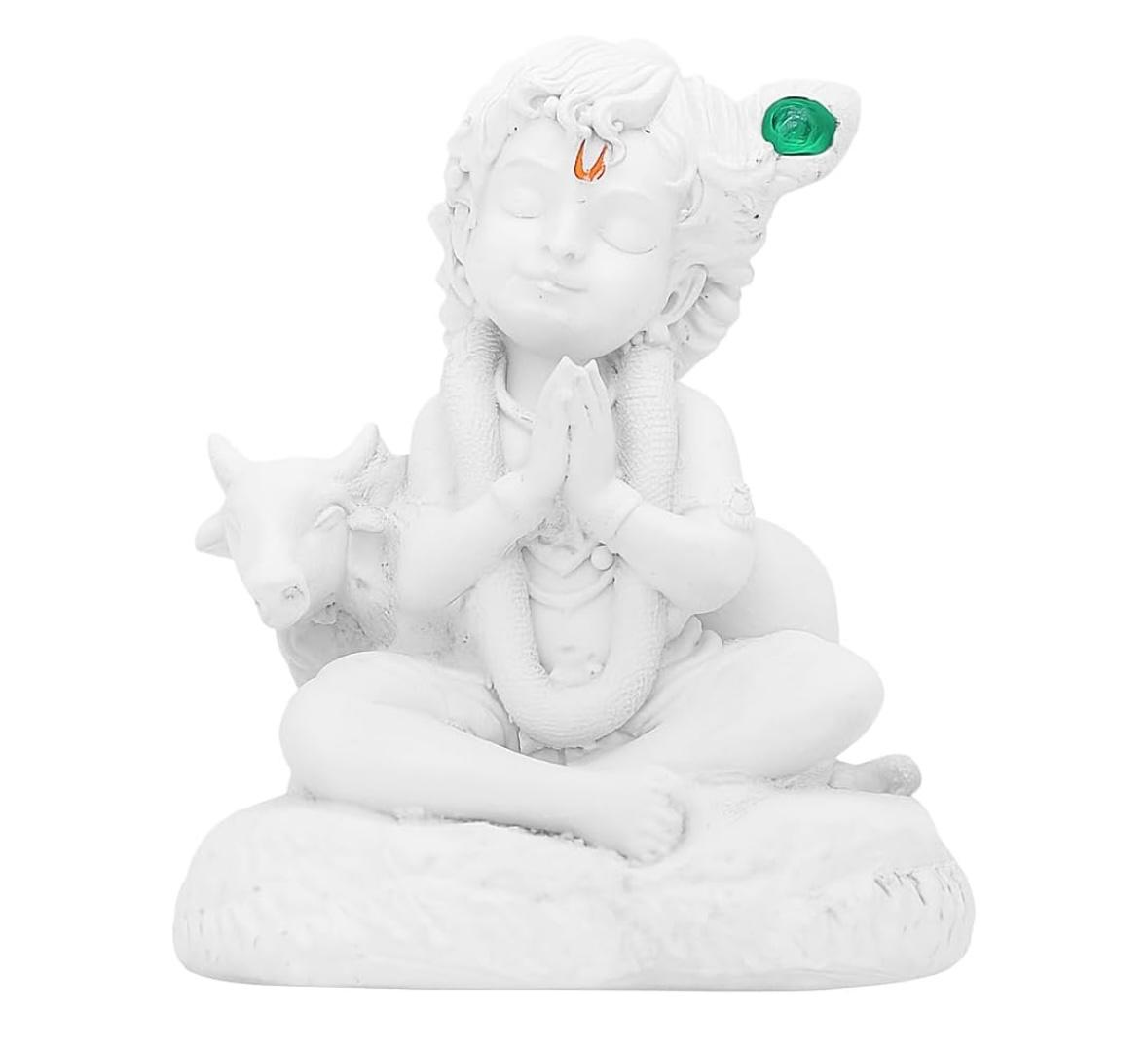 STANGCART BAL GOPAL WITH COW IDOL WHITE MATTE FINISH