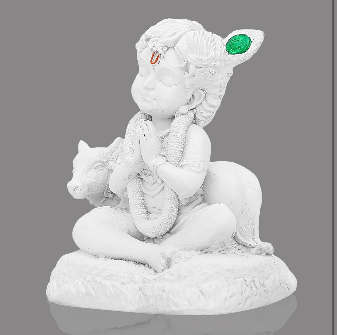 STANGCART BAL GOPAL WITH COW IDOL WHITE MATTE FINISH