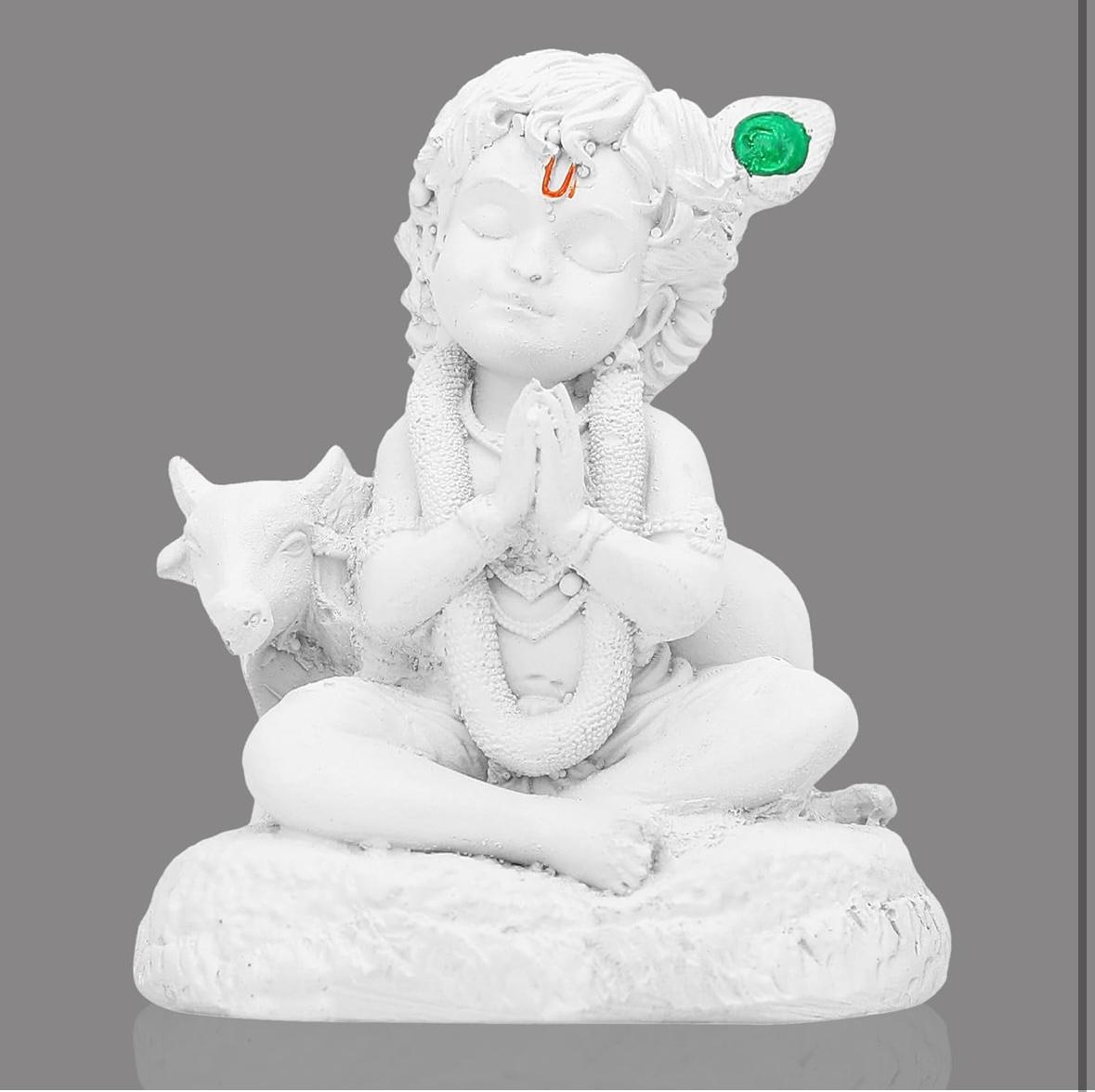 STANGCART BAL GOPAL WITH COW IDOL WHITE MATTE FINISH