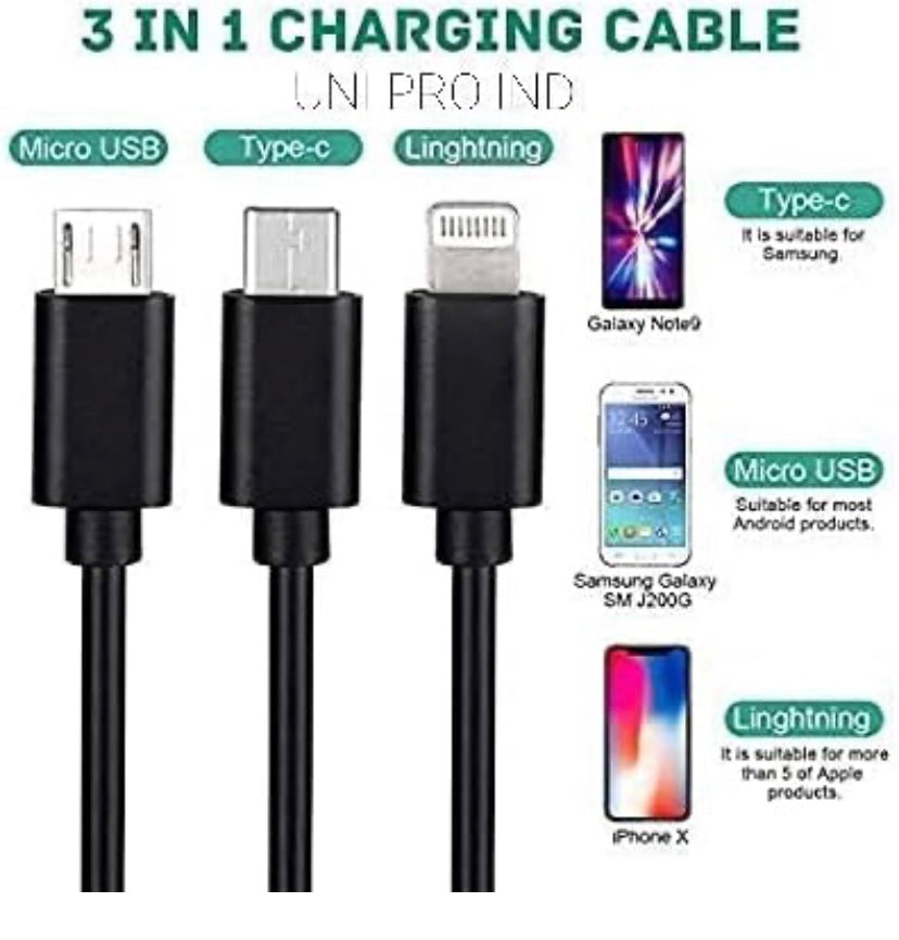 3 in 1 Charging Cable For Cars | Assorted Colors | StangCart